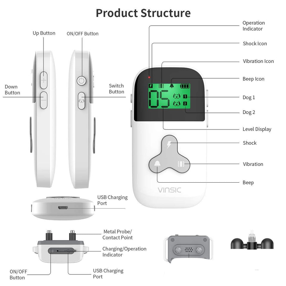 Pet Shock Dog Collar White